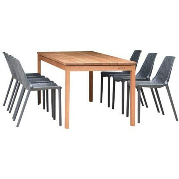 Amazonia Eagle 7-Piece Rectangular Patio Dining Set - Grey