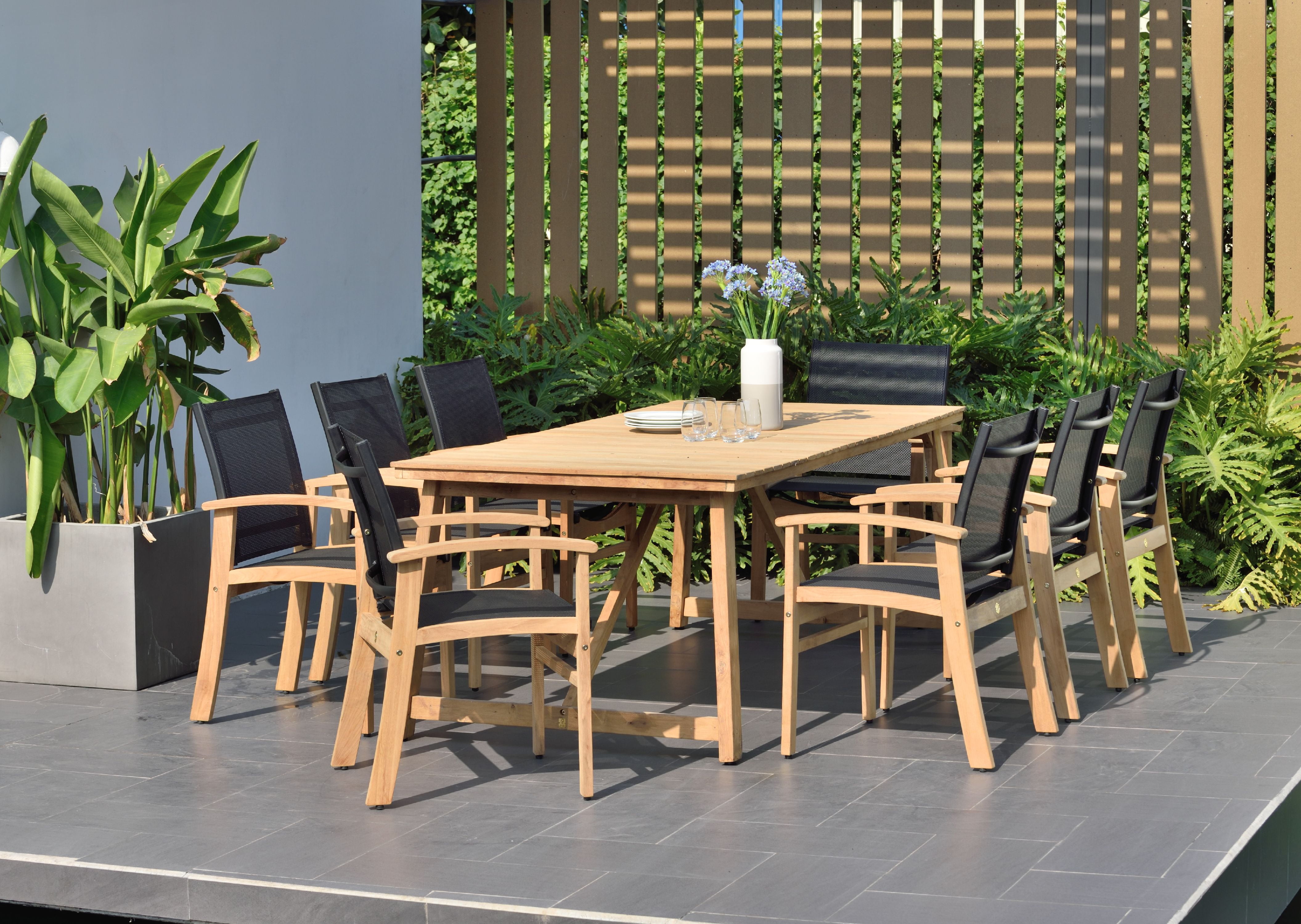 Amazonia Franke RECLAIMED Grade A Teak 9 pieces Rectangular Patio Dining Set, Seating Capacity: 8