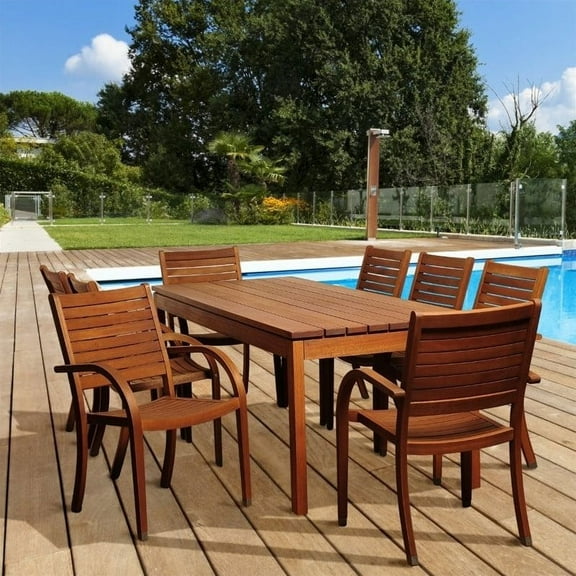 Amazonia Freeman 9-Piece Eucalyptus Rectangular Patio Dining Set, Seating Capacity: 8