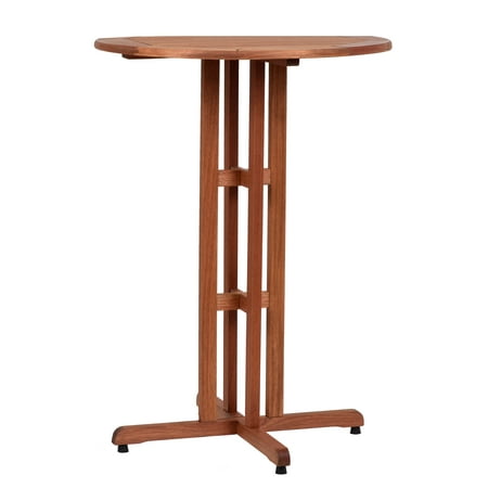 Amazonia Ibiza 1-Piece Patio Round Bar Table Eucalyptus Wood Ideal for Outdoors and Indoors, Brown
