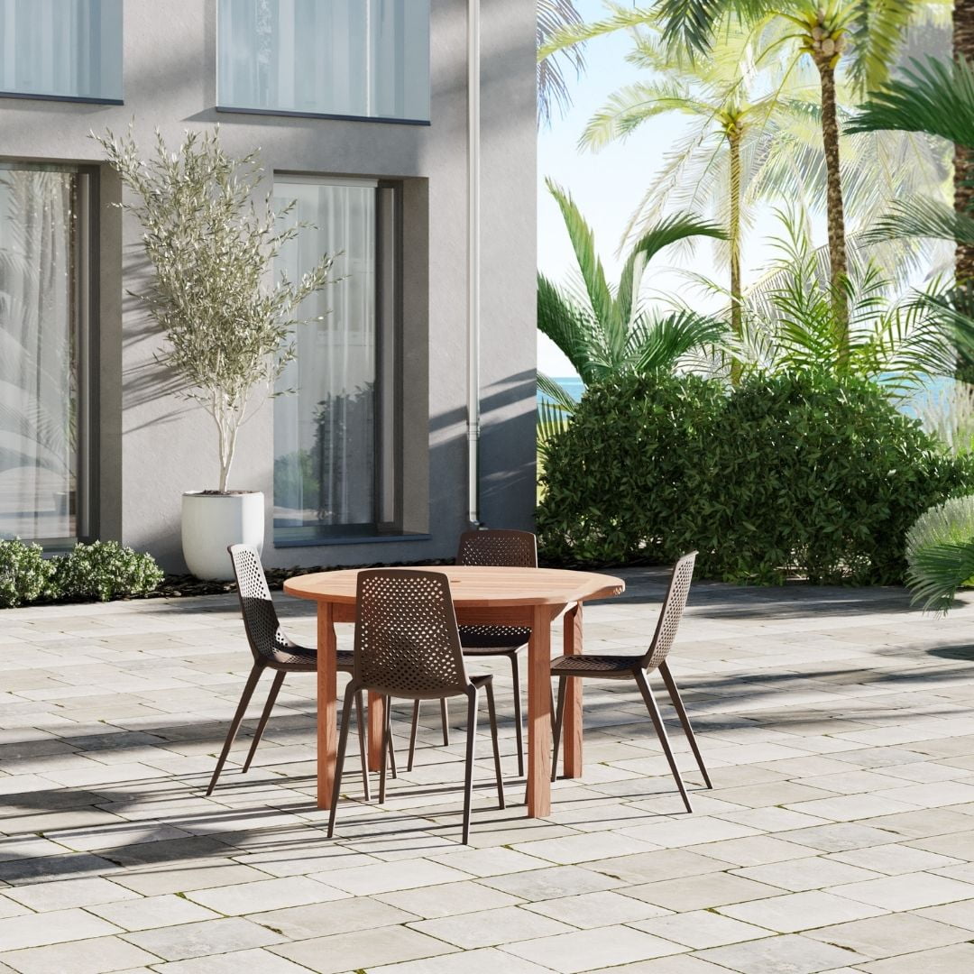 Amazonia Jasmine 4-Piece Patio Dining Table Set | Eucalyptus 100% FSC | Ideal for Outdoors and Indoors, Brown