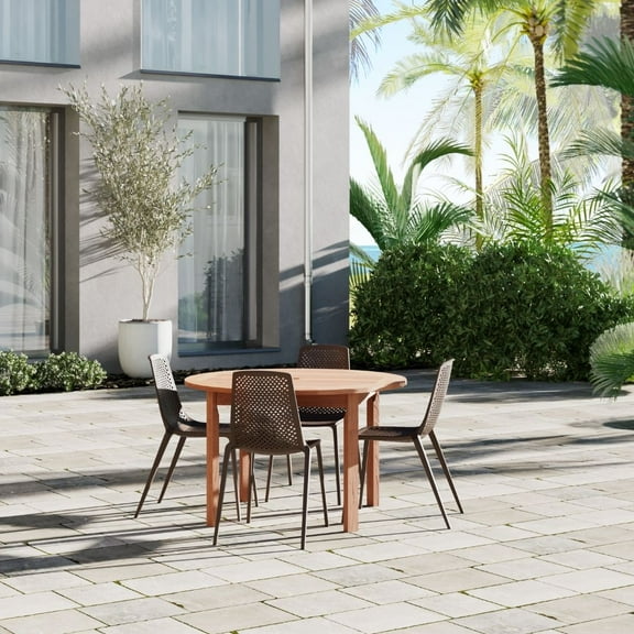 Amazonia Jasmine 4-Piece Patio Dining Table Set | Eucalyptus 100% FSC | Ideal for Outdoors and Indoors, Brown