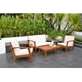 thumbnail image 1 of Amazonia 4-Piece Solid Wood Outdoor Conversation Set, Natural/Off-White, 1 of 13