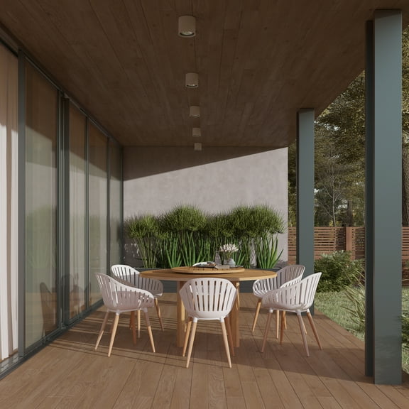 Amazonia Lila 7-Piece Patio Round Lazy Susan Dining Table Set, Teak Finish, Ideal for Outdoors and Indoors