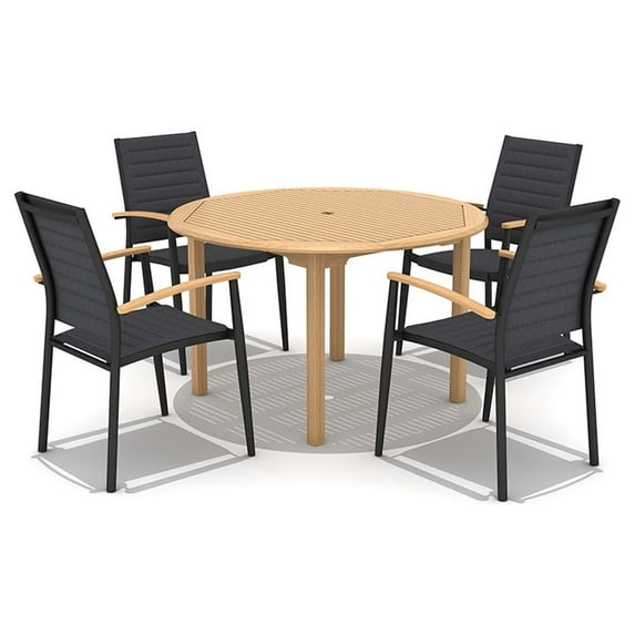 Urban Elements Manly Beach 5-Piece Teak Wood 100% FSC Round Patio Dining Set. Seating Capacity: 4.