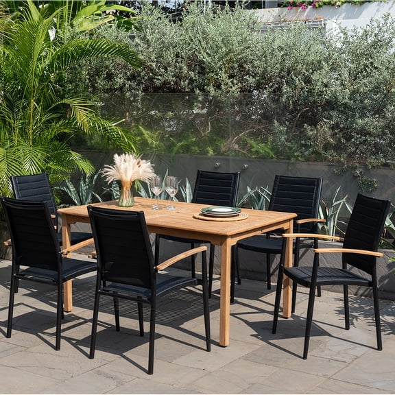 Amazonia Manly Beach 7-Piece Teak Wood 100% FSC Rectangular Patio Dining Set