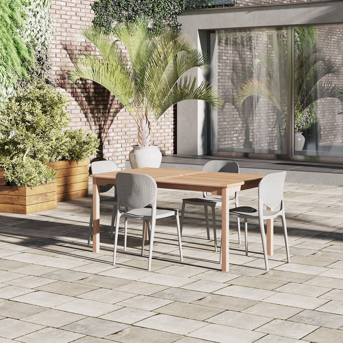 Amazonia Mercurie 5- Piece Teak Wood Outdoor Dining Set Gray