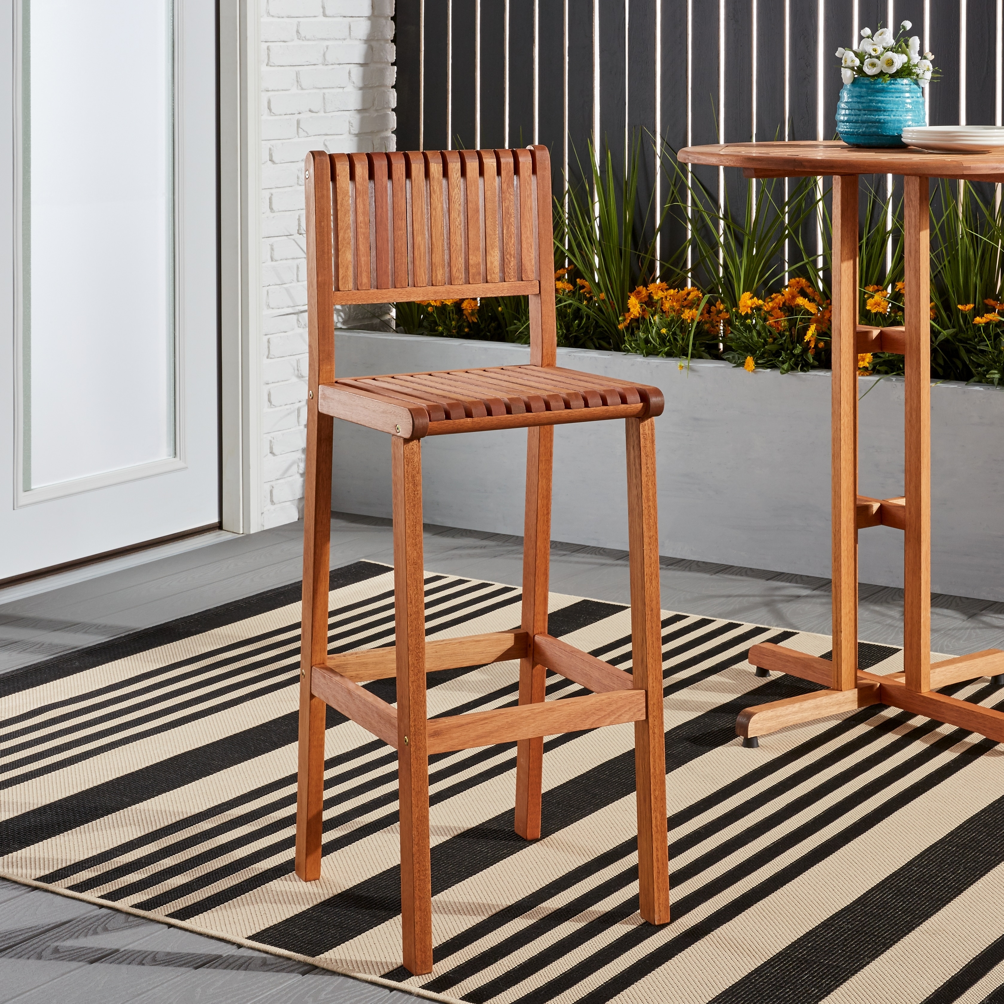 Amazonia Milano 1-Piece Patio Barstool | Eucalyptus Wood | Ideal for Outdoors and Indoors - image 1 of 8