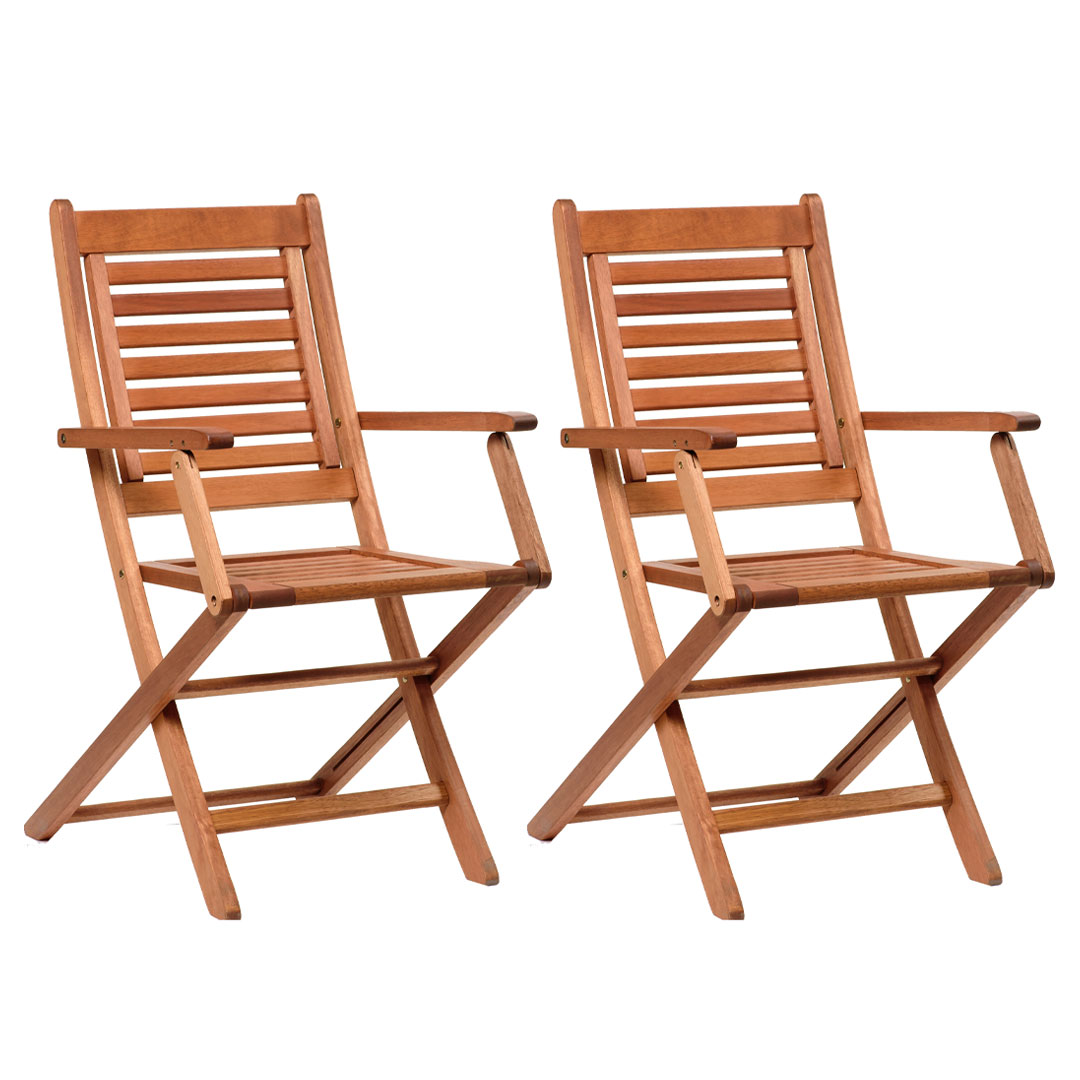 Amazonia Milano 2 Pieces Folding Armchairs | Eucalyptus Wood | Ideal for Outdoors and Indoors, Brown - image 1 of 5