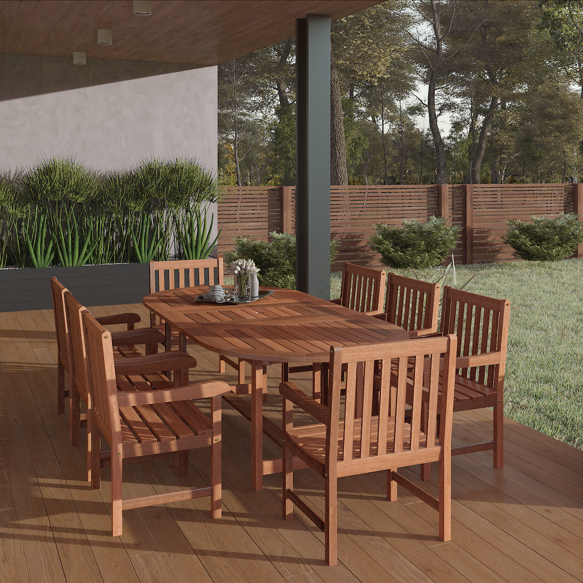 Amazonia Milano 9-Piece Oval Extendable Patio Dining Set, Eucalyptus Wood, Ideal for Outdoors and Indoors - image 1 of 11