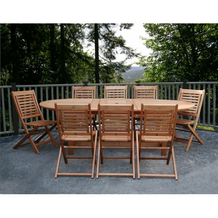 Milano 9-piece Eucalyptus Extendable Patio Dining Set