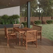 Amazonia Milano Solid Wood 100% FSC Certified Rectangular Patio Dining Set, Seating Capacity: 6