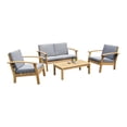 thumbnail image 1 of Amazonia Montein Teak Finish 4 Pieces Patio Conversation Set with Comfortable Cushions, Grey, 1 of 12