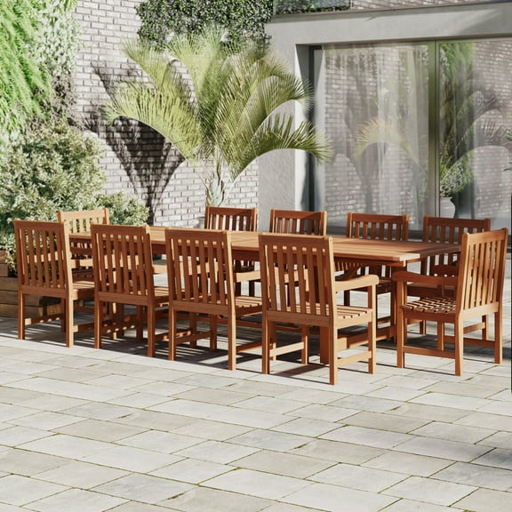 Amazonia Moonlit 11-Piece Solid Wood 100% FSC Extendable Patio Dining Set