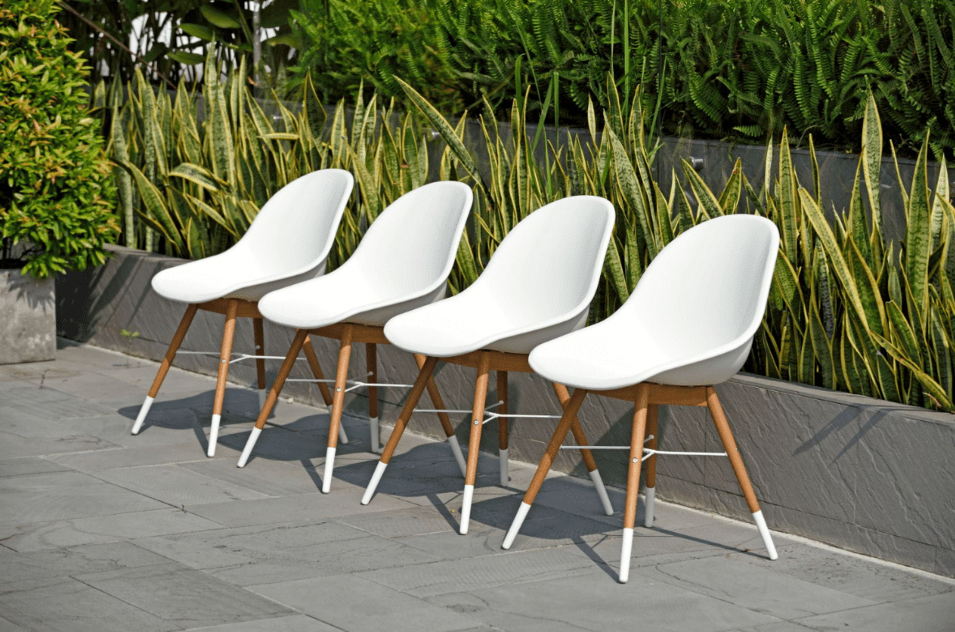 Amazonia Palermo Teak Finish & Resin Patio Chairs, Set of 4, Ideal for Outdoors