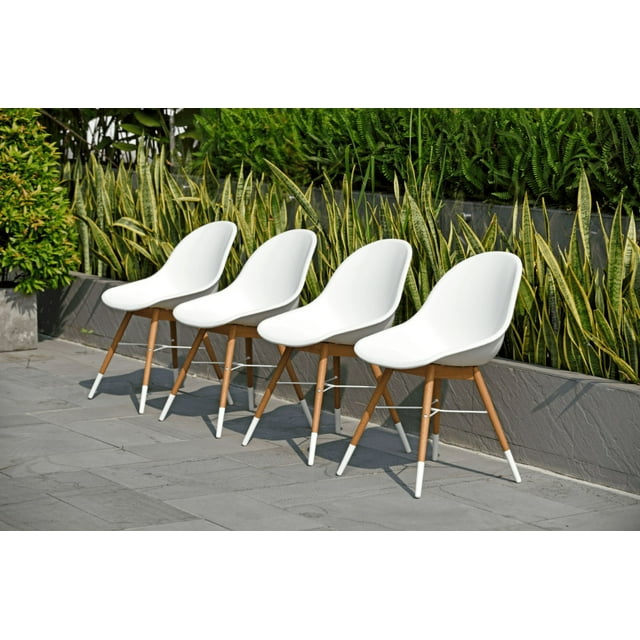 Amazonia Palermo Teak Finish & Resin Patio Chairs, Set of 4, Ideal for Outdoors