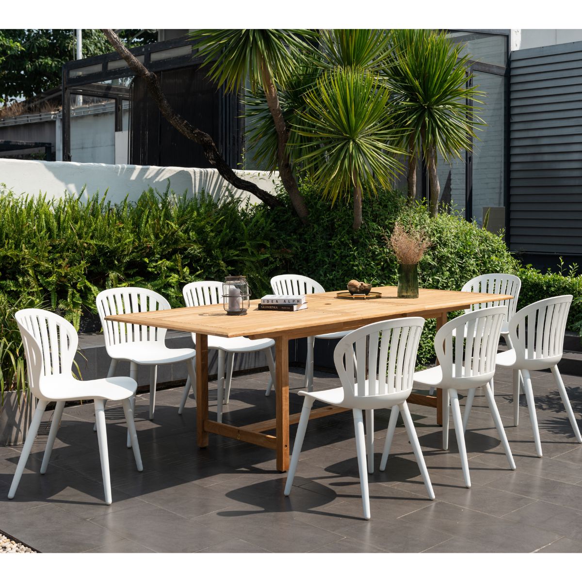 Amazonia Pipa 9-Piece 100% FSC Teak Wood Rectangular Patio Dining Set
