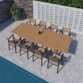 thumbnail image 1 of Amazonia Porto Coralina 9-Piece Teak Finish Wood 100% FSC Rectangular Patio Dining Set, 1 of 10