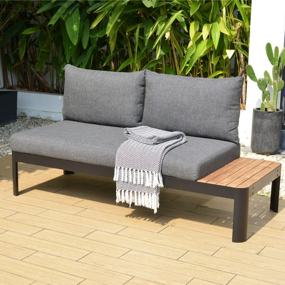 Amazonia Portofino , 100% FSC Certified Teak & Aluminum, Outdoor Patio Sofa with Cushions