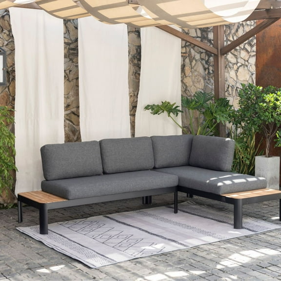 Amazonia Portofino 2-Piece, 100% FSC Teak & Aluminum, Patio Modular Set with Olefin Cushions
