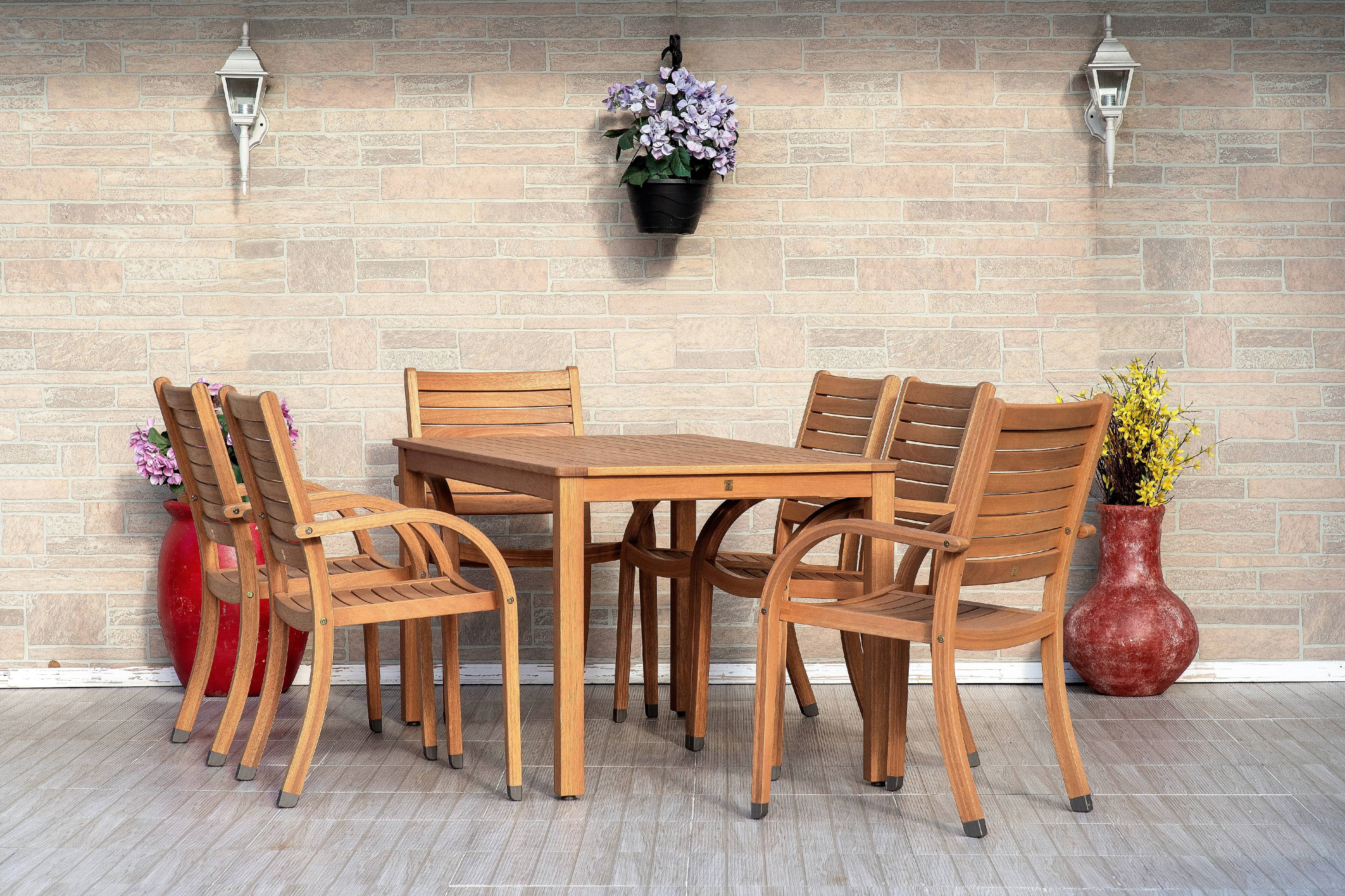 Amazonia Roujan 7-Piece  Solid Wood 100% FSC Rectangular Patio Dining Set