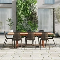 Amazonia Sakura 9-Piece Patio Dining Table Set, Eucalyptus Wood 100% FSC, Ideal for the Outdoors and Indoors, Brown