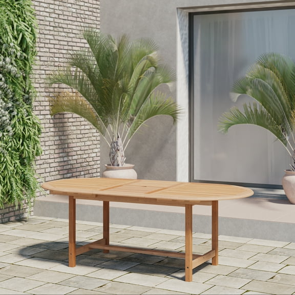 Amazonia Sandy-Bay Small 100% FSC Teak Extendable Oval Dining Table