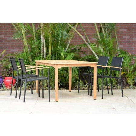 Amazonia Saona 5-Piece Teak finish Rectangular Patio Dining Set