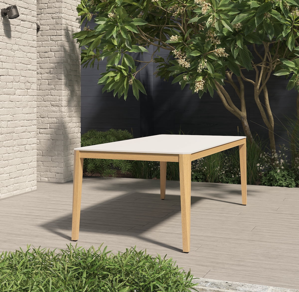 Amazonia Shakur Outdoor Dining Table Contemporary Design and Durable, White