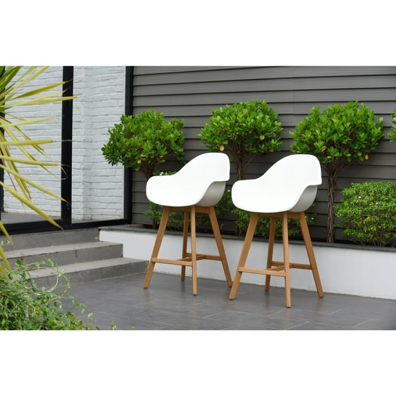 Amazonia Wood 2 Piece Barstool Set, in a Light Teak Finish