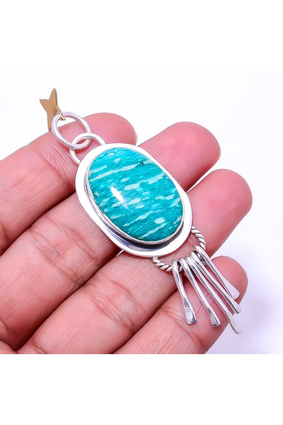 Amazonite - Colorado Mines Designer Handmade 925 Sterling Silver Pendant 3.12"P3