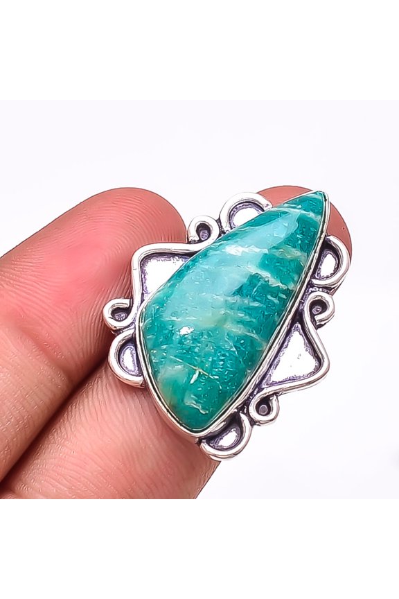 Amazonite - Colorado Mines Designer Handmade 925 Sterling Silver Ring S.6.5 R11
