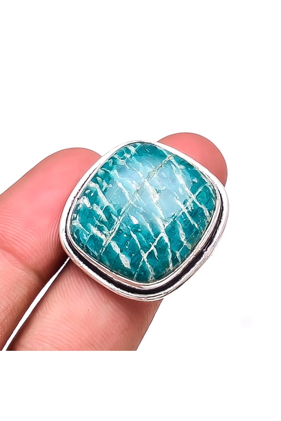 Amazonite - Colorado Mines Designer Handmade 925 Sterling Silver Ring S.7.5 R7