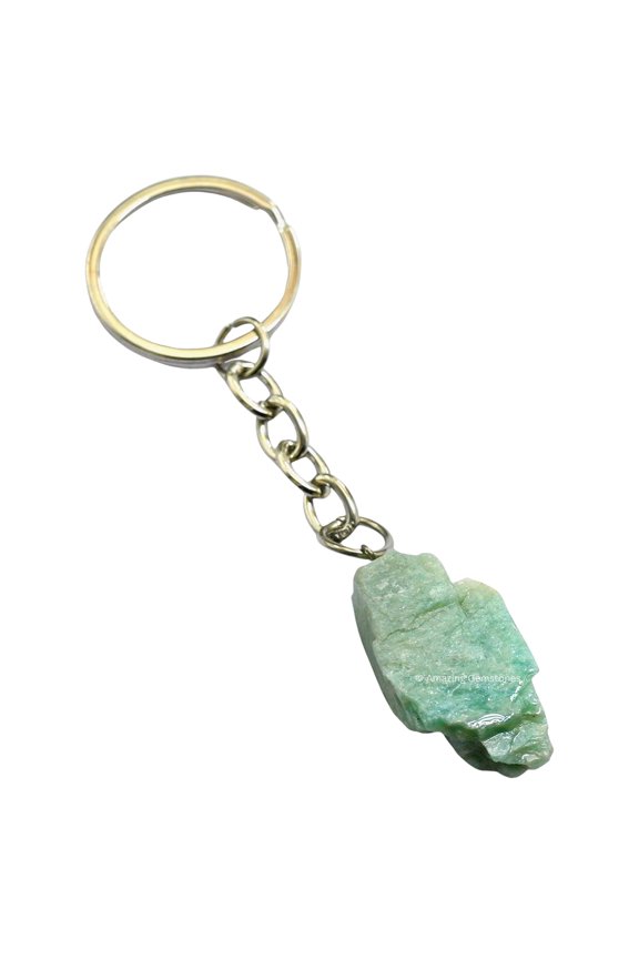 Amazonite Crystal Car Key Holder, Raw Crystal Keychain