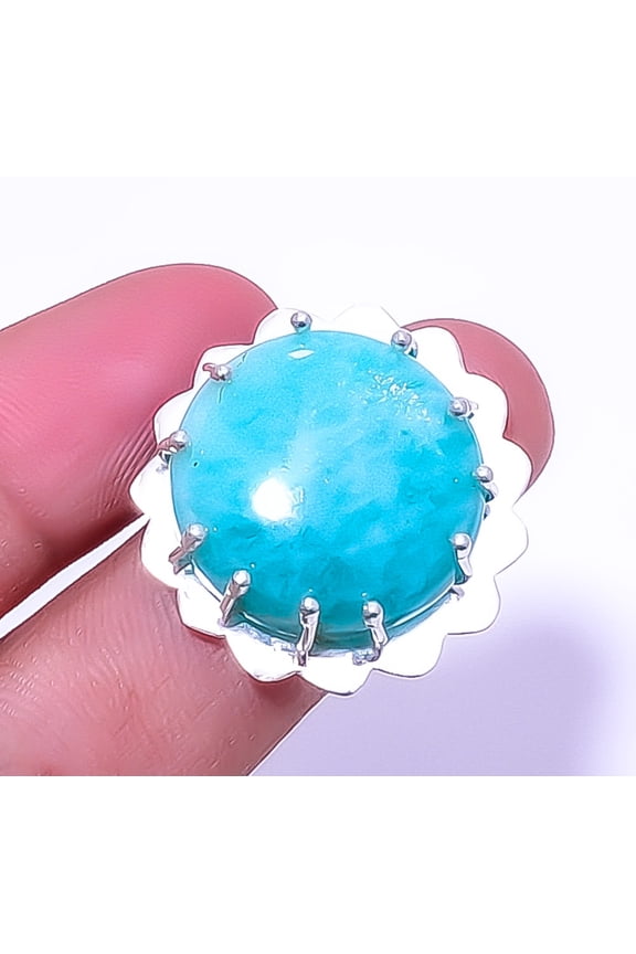 Amazonite Designer 925 Sterling Silver Artisan Ring s.Adjst R7928-12, Gemstone Jewelry, Birthday Gift, Christmas Gift