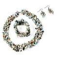 thumbnail image 1 of Amazonite Gemstone Chips Necklace, Earrings 
& Bracelet Set - Cluster Stainless Steel Jewelry Women - Boho Beach Healing Crystal Jewelry - Necklace  18" - Stretchable Bracelet Christmas Gifts, 1 of 7