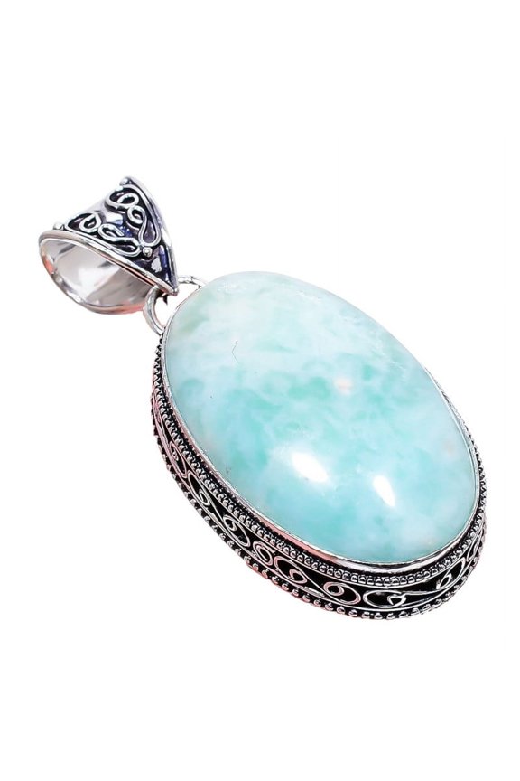 Amazonite Gemstone Handmade 925 Sterling Silver Jewelry Pendant 2.17" AH-753