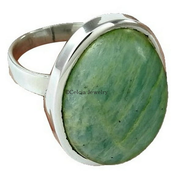 Amazonite Genuine Gemstone Oval Ring, Jewelry For Women, Solitaire Ring, Best Friendship Gift, Delicate Boho Ring, Classic Holiday Beautiful Sister Wife Mom Gifts Ring (amazonite, Size 7)
