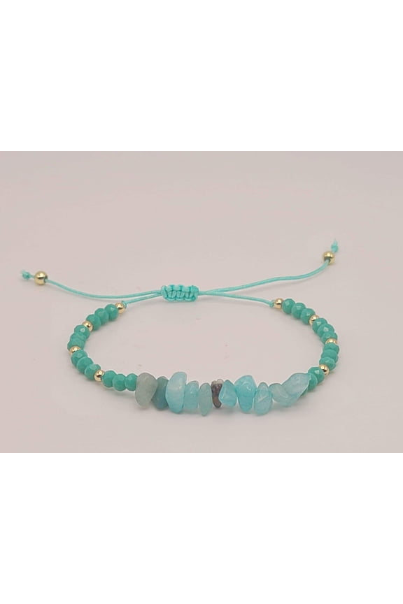 Amazonite Irregular Chips Stone bracelet 4mm adjustable to size