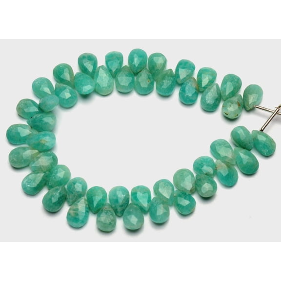 Amazonite Pear Beads 10x7mm Natural Blue Green Gemstone Strand - Jewelry Making Supplies for DIY Wire Wrap Components