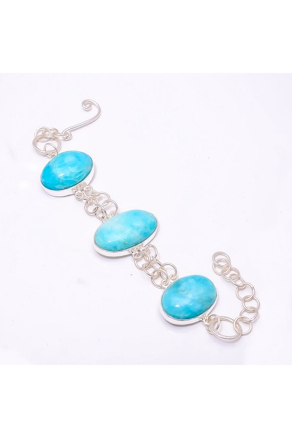 Amazonite -Peru 925 Sterling Silver Adjustable Bracelet 7.99", Blue Amazonite Bracelet B_9205_388_36, New Year Sale, Valentin's Day Gift