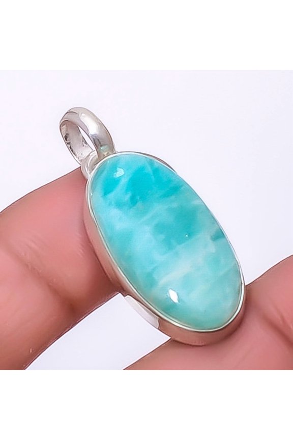 Amazonite - Russia 925 Sterling Silver Jewelry Pendant 1.37" P1911-18, Christmas Gift, Gemstone Silver Jewelry, Amazonite Pendant, New Year Sale