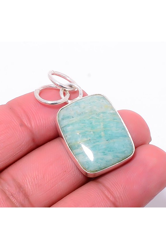 Amazonite - Russia Designer Handmade 925 Sterling Silver Pendant 1.48" P7