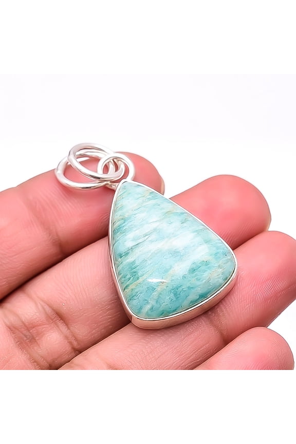 Amazonite - Russia Designer Handmade 925 Sterling Silver Pendant 1.56" P26