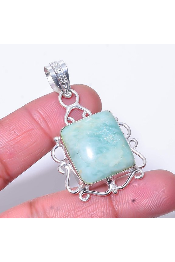 Amazonite - Russia Designer Handmade 925 Sterling Silver Pendant 1.95" P12
