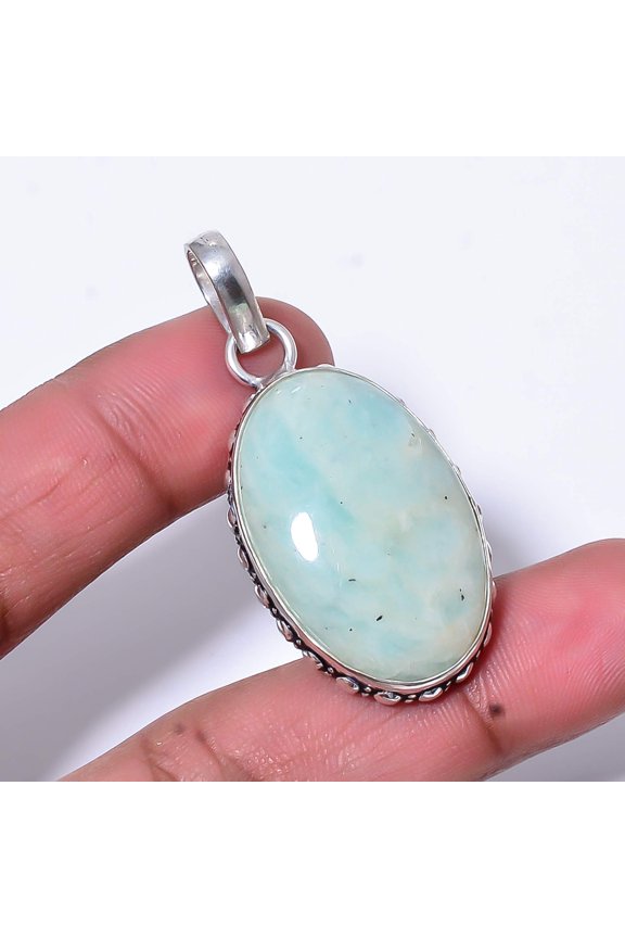 Amazonite - Russia Designer Handmade 925 Sterling Silver Pendant 1.95" P13