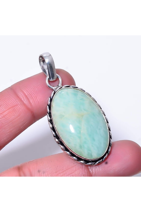Amazonite - Russia Designer Handmade 925 Sterling Silver Pendant 1.95" P16234
