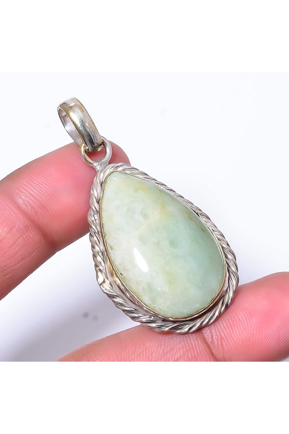 Amazonite - Russia Designer Handmade 925 Sterling Silver Pendant 1.95" P21