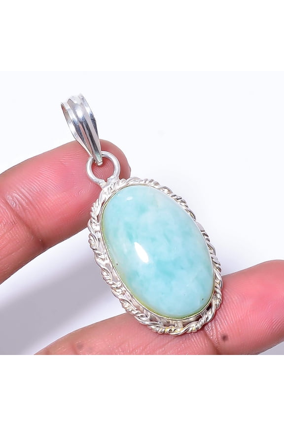 Amazonite - Russia Designer Handmade 925 Sterling Silver Pendant 1.95" P25