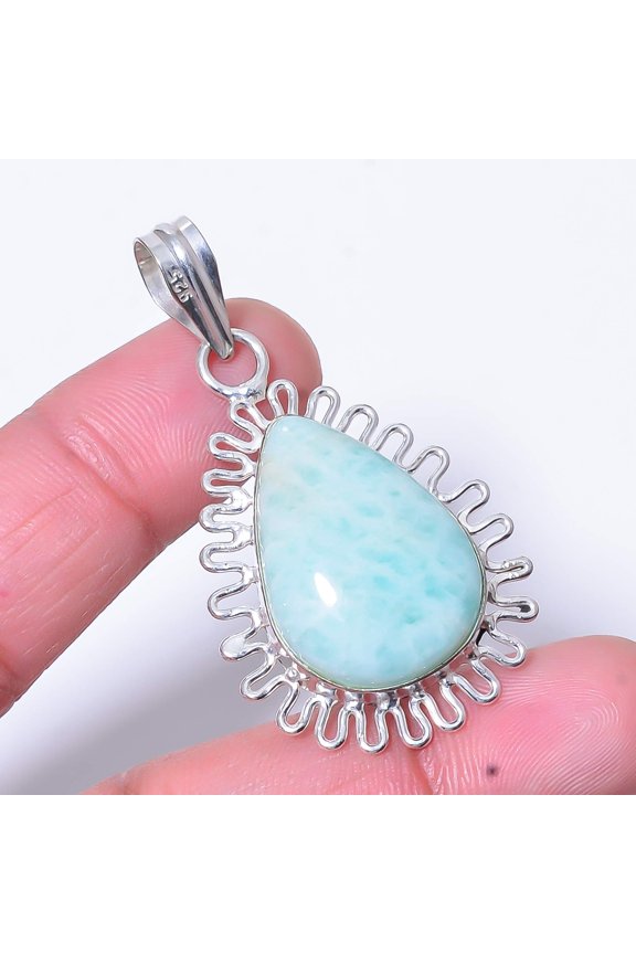 Amazonite - Russia Designer Handmade 925 Sterling Silver Pendant 2.07" P41